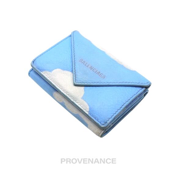 🔴 Balenciaga Papier Mini Card Wallet - Cloud Blue Leather - Picture 3 of 9